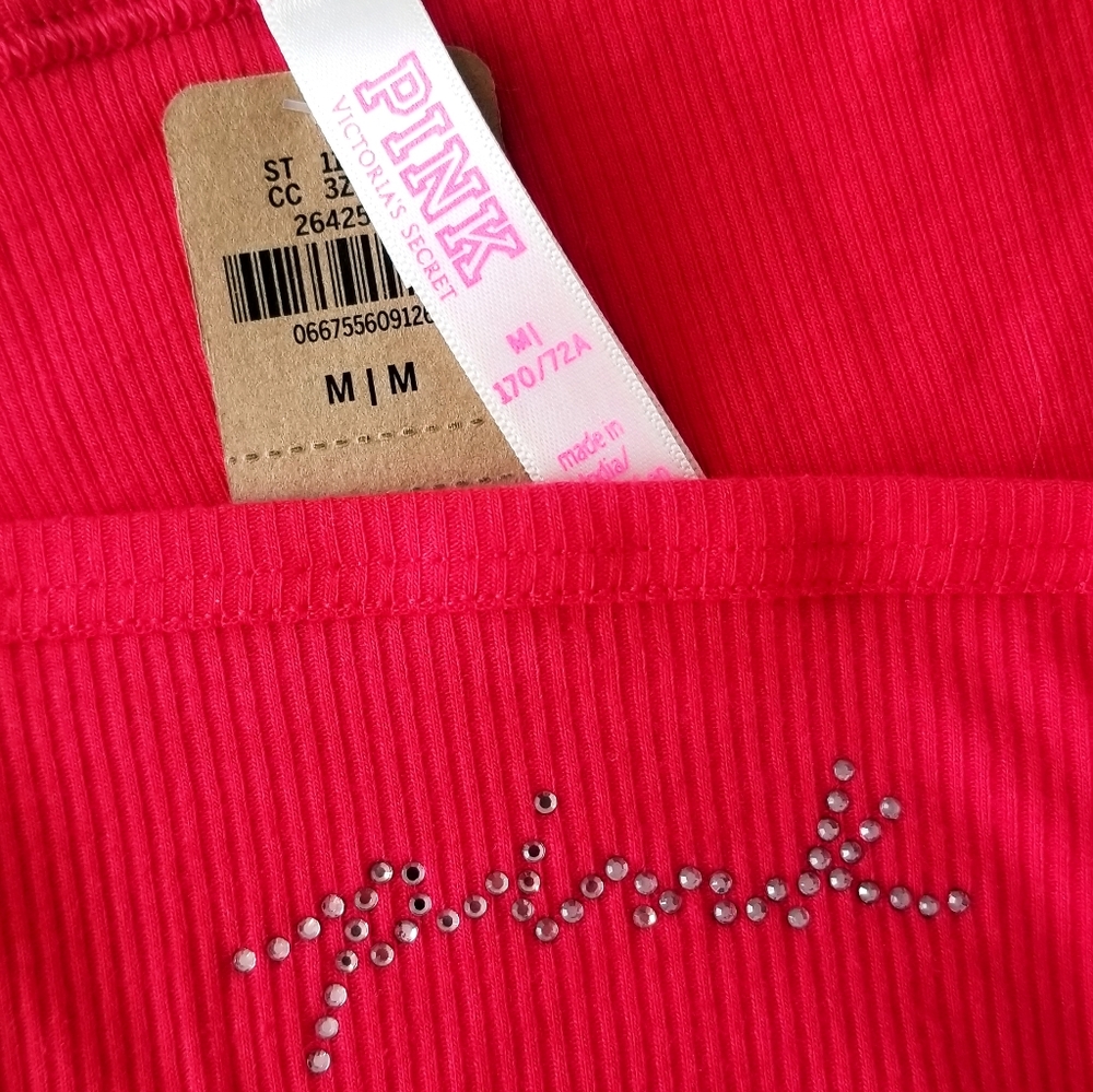 Victoria's Secret PINK Sequin Bling String Bikini Panty Ribbed Red NWT - Picture 7 of 11